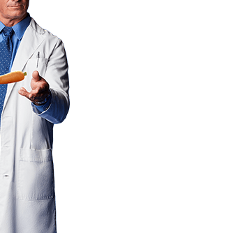 doctor gesturing to bent carrot